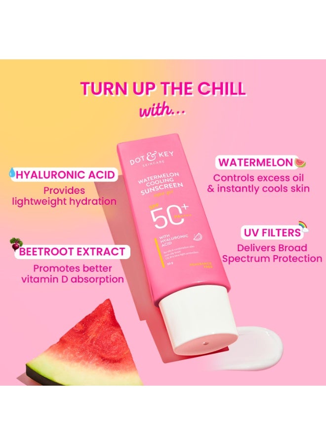 Dot & Key Watermelon Hyaluronic Cooling Sunscreen In-Vivo Tested SPF 50 PA+++| For Moisturized Skin | UV + Blue Light Protection| Lightweight | No White Cast | Boosts Vitamin D Absorption I Quick Absorbing | 30g - Image 3